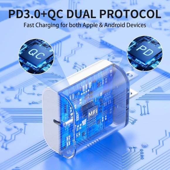 3 Pack 20W PD USB C 6FT Cable Fasting Charging Adapter - Picture 4 of 7